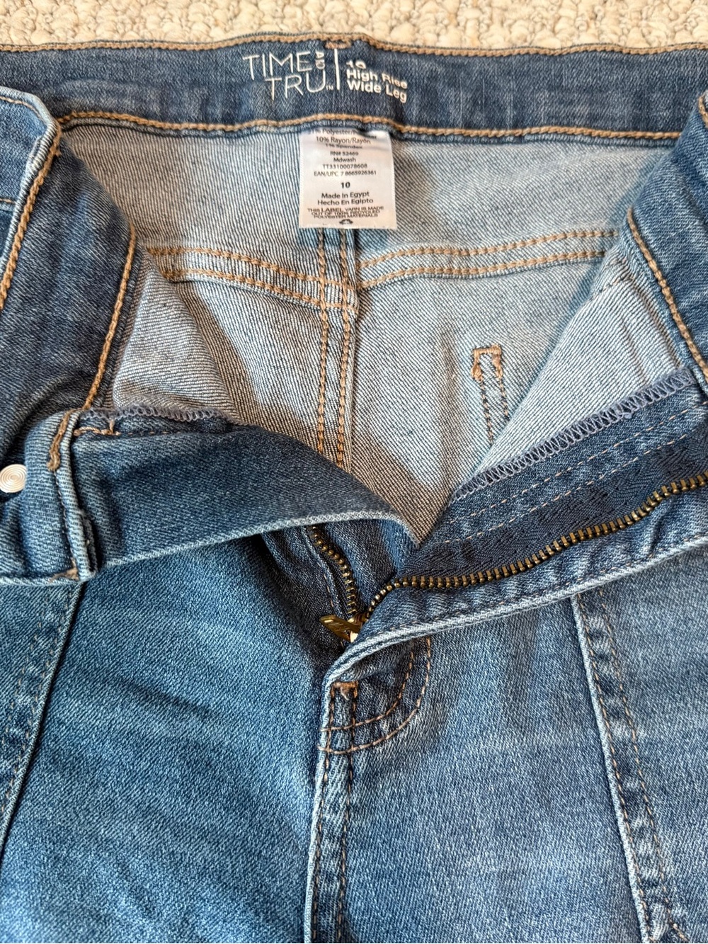Time & Tru High-Rise Wide-Leg Cropped Jeans Front Porch Pockets Women’s Size10 - Picture 11 of 13
